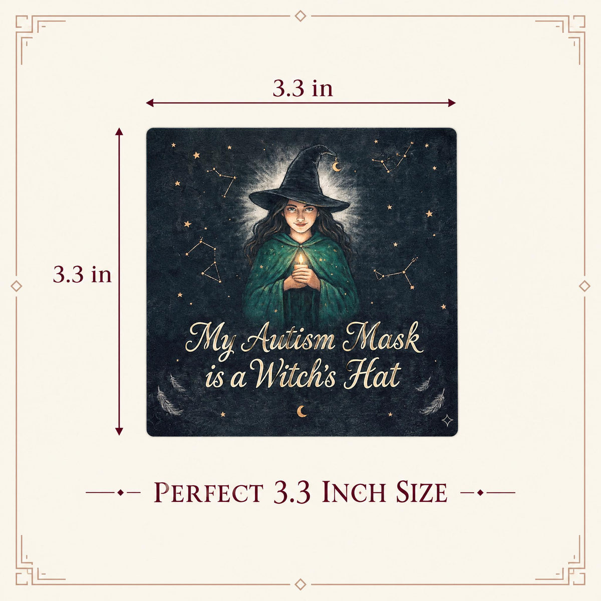 Witchy Witch Autism Mask Sticker Laptop, Car