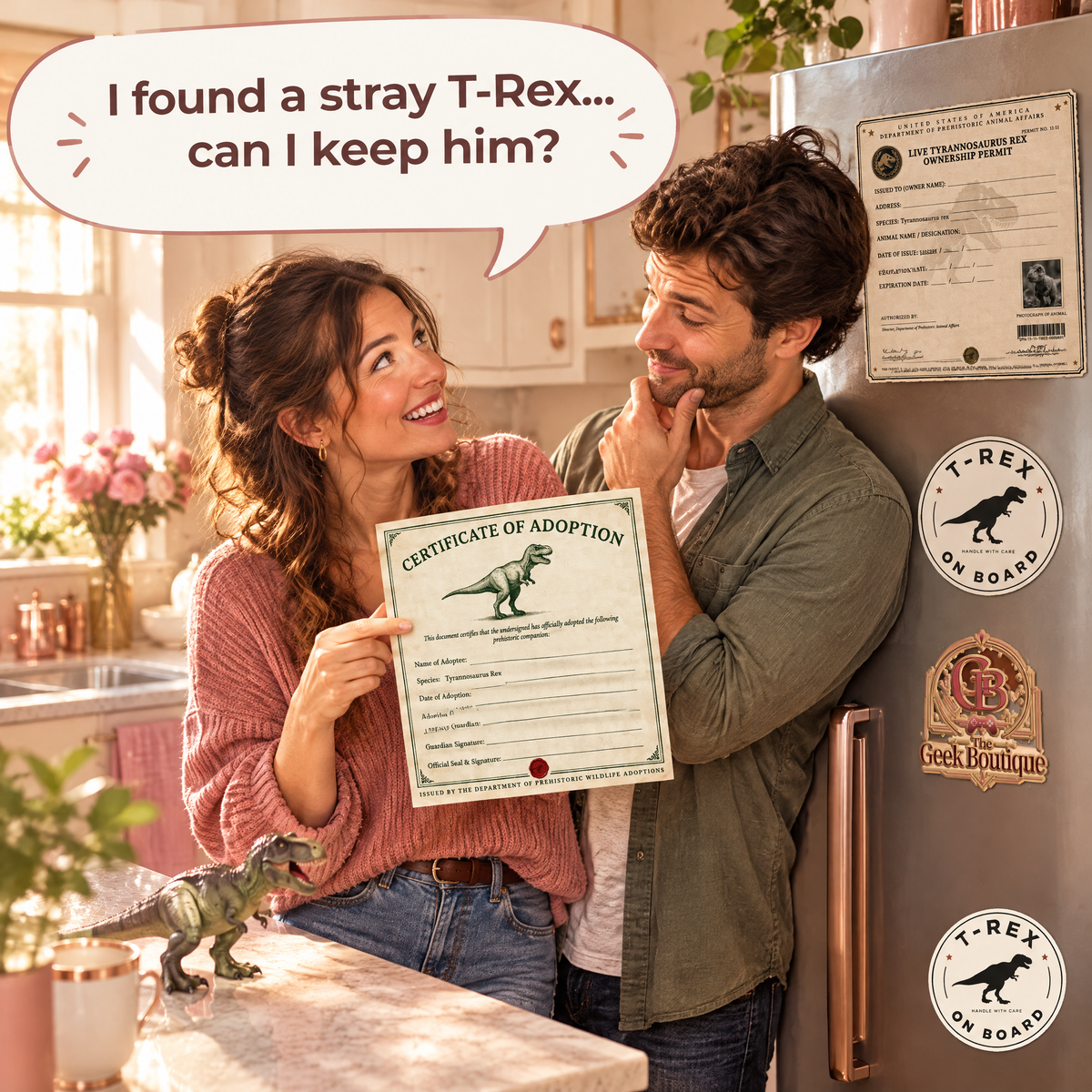T-Rex Dinosaur Adoption Kit! Sticker Set!