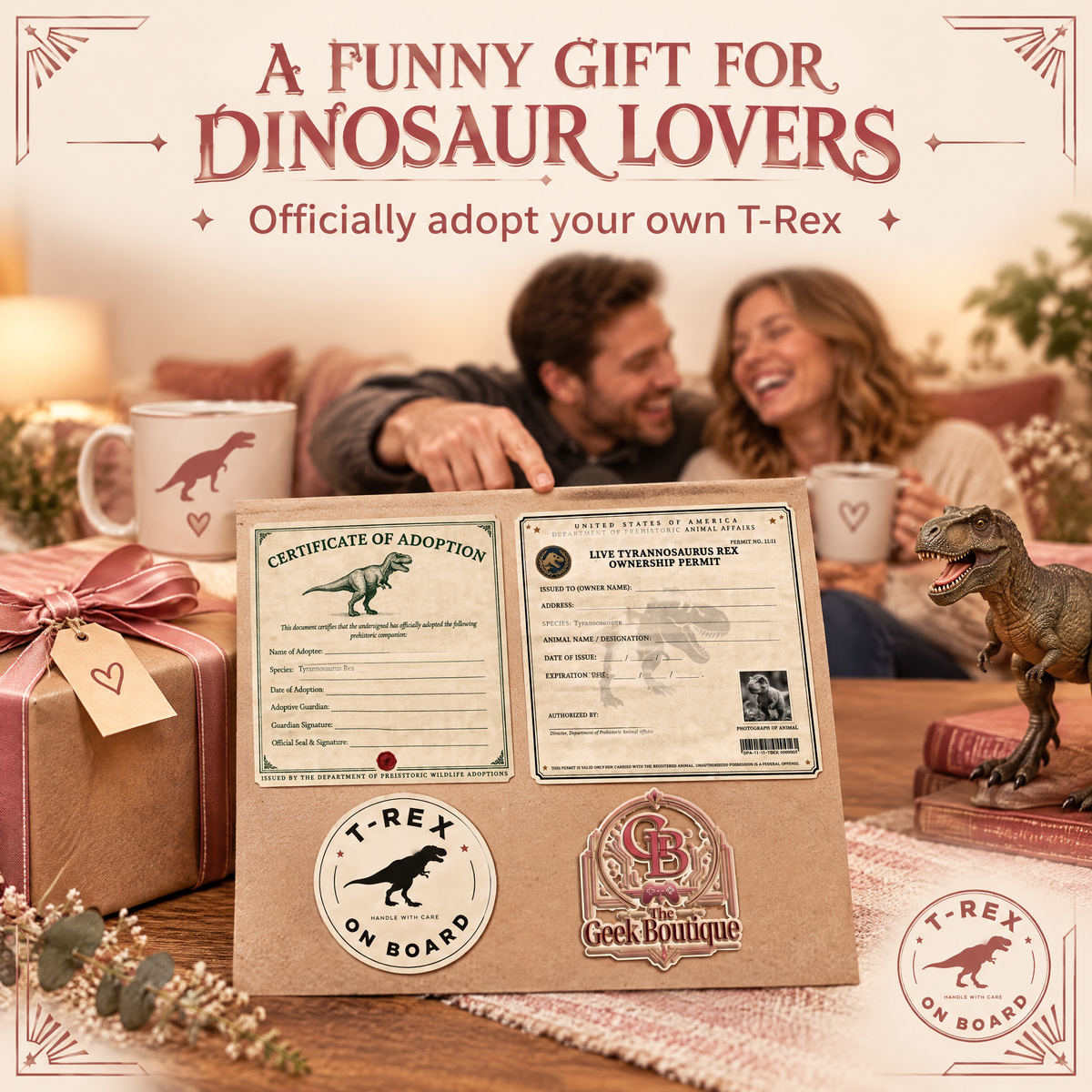 T-Rex Dinosaur Adoption Kit! Sticker Set!
