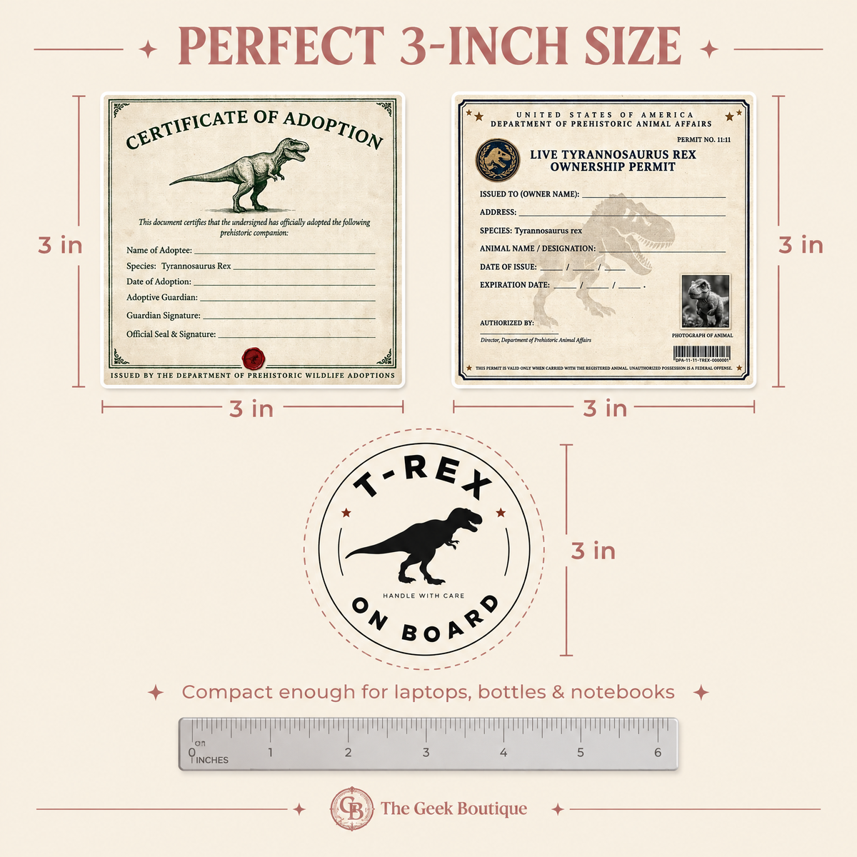 T-Rex Dinosaur Adoption Kit! Sticker Set!