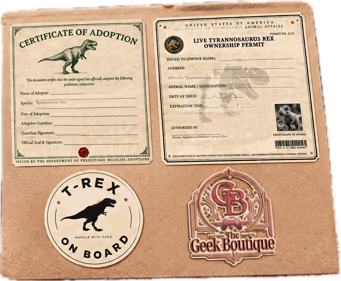 T-Rex Dinosaur Adoption Kit! Sticker Set!