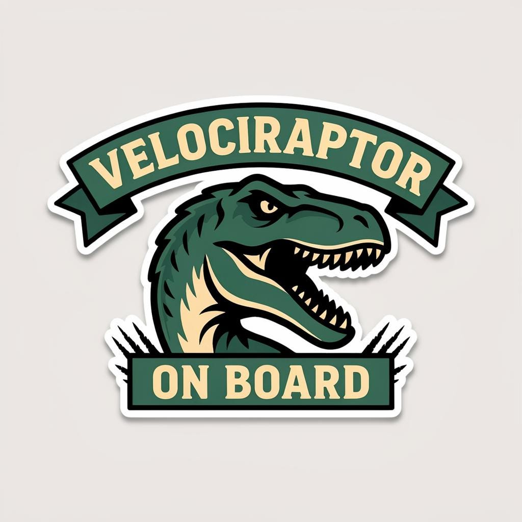 Velociraptor Dinosaur Adoption Kit! Sticker Set!