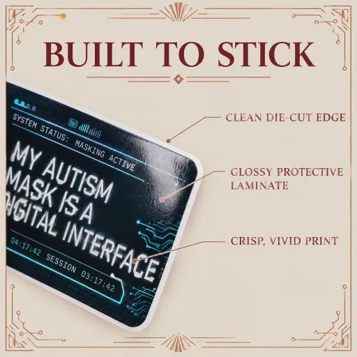 Cyberpunk Computer HUD Unique Autism Mask Sticker Laptop, Car