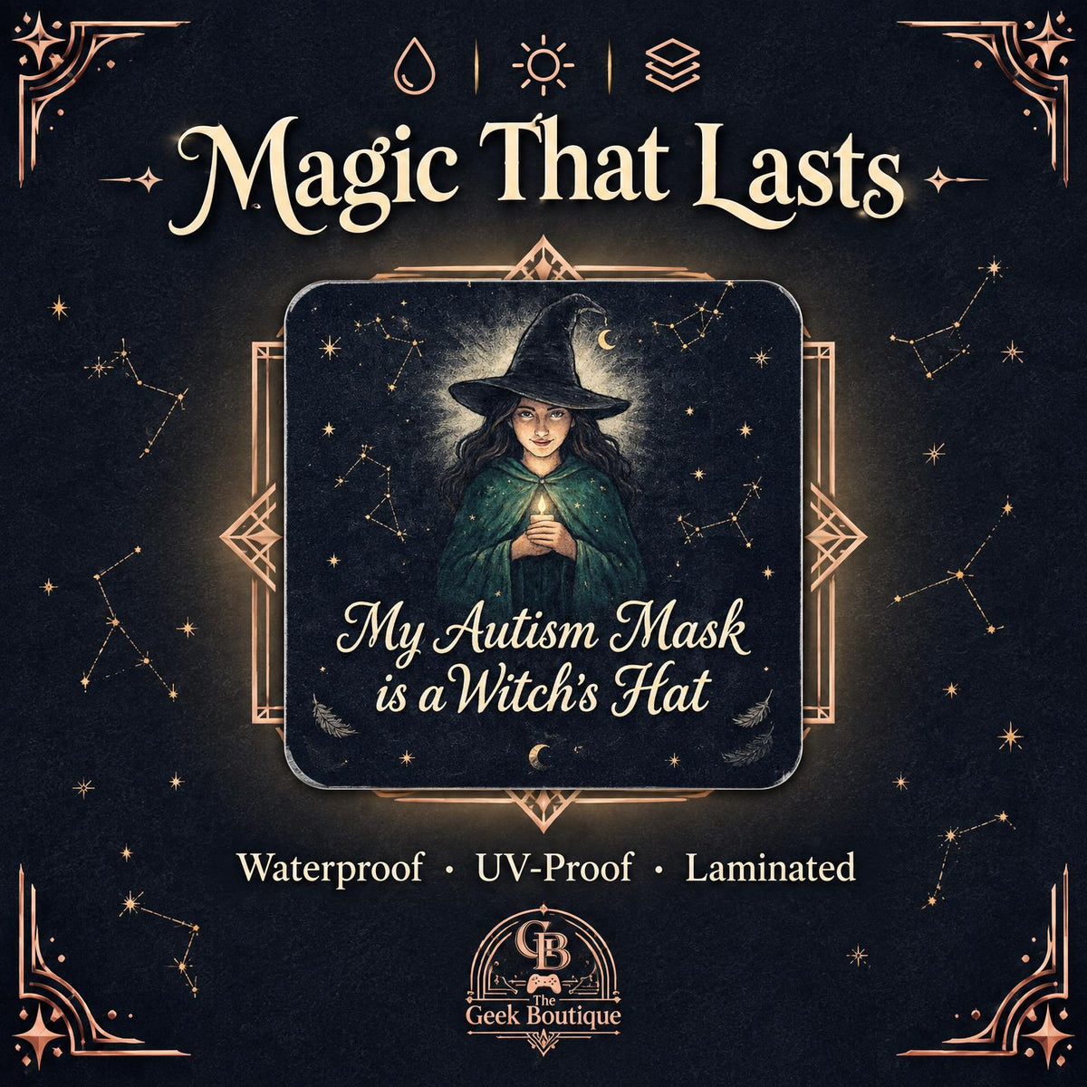 Witchy Witch Autism Mask Sticker Laptop, Car