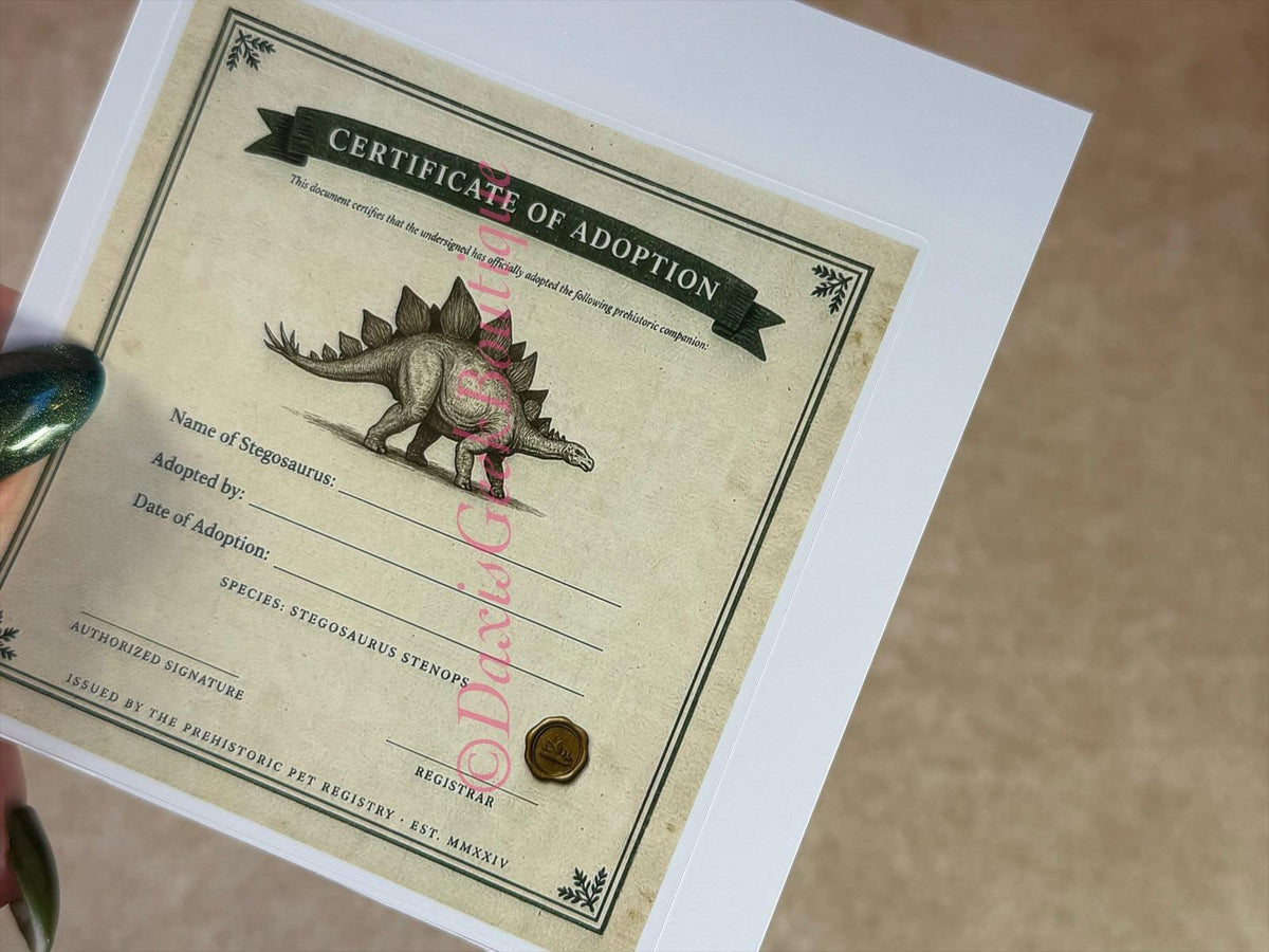 Stegosaurus Adoption Kit! Dinosaur Sticker Set!