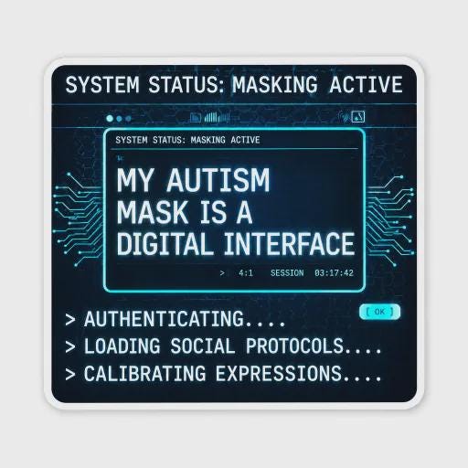 Cyberpunk Computer HUD Unique Autism Mask Sticker Laptop, Car