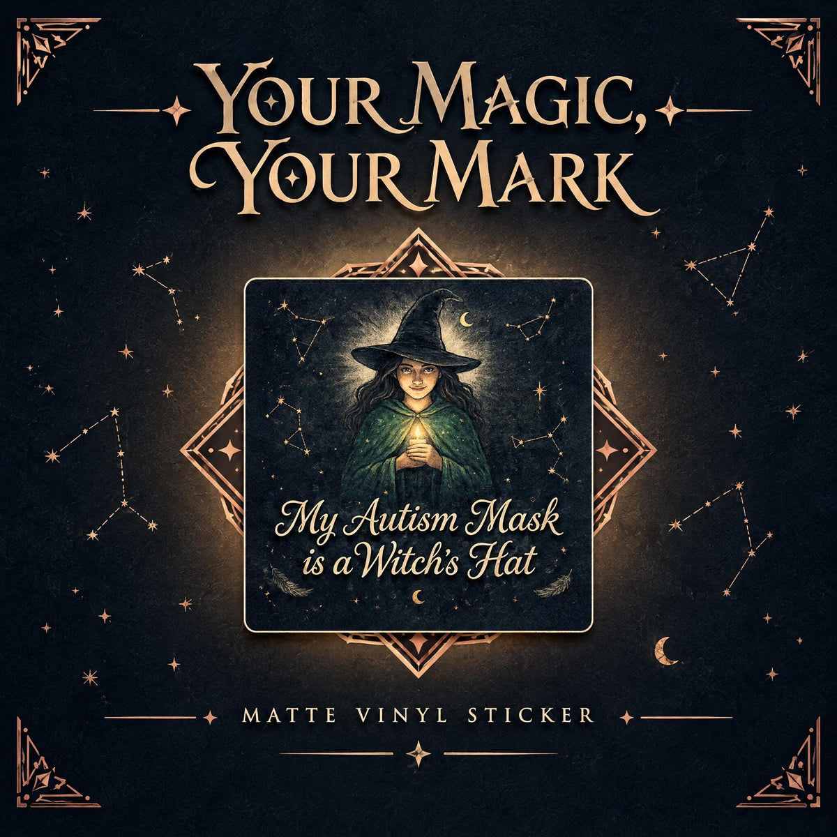 Witchy Witch Autism Mask Sticker Laptop, Car