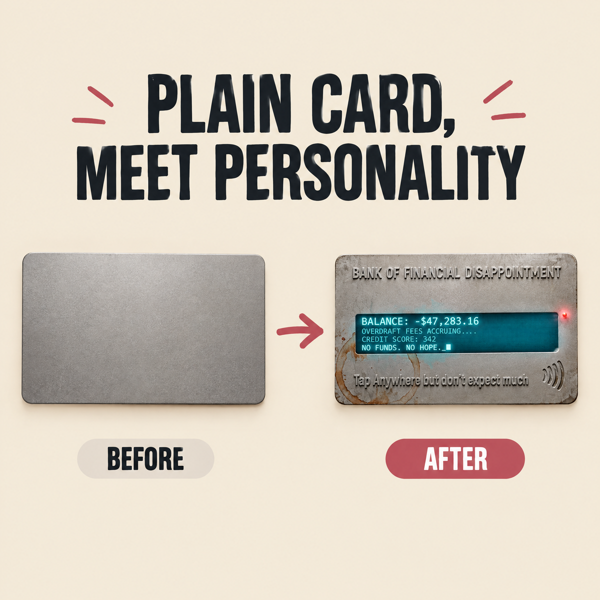 Cyberpunk Financial Disappointment Card Skin for credit/debit Card