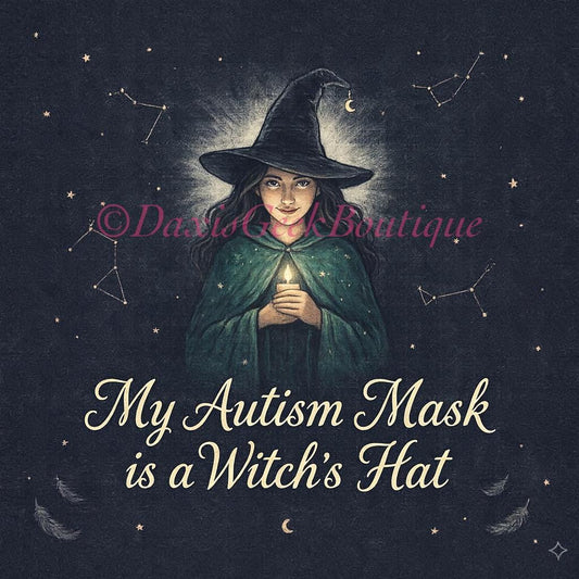 Witchy Witch Autism Mask Sticker Laptop, Car