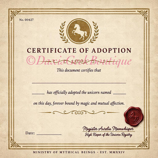 Unicorn Adoption Kit! Mythical Creature Sticker Set!