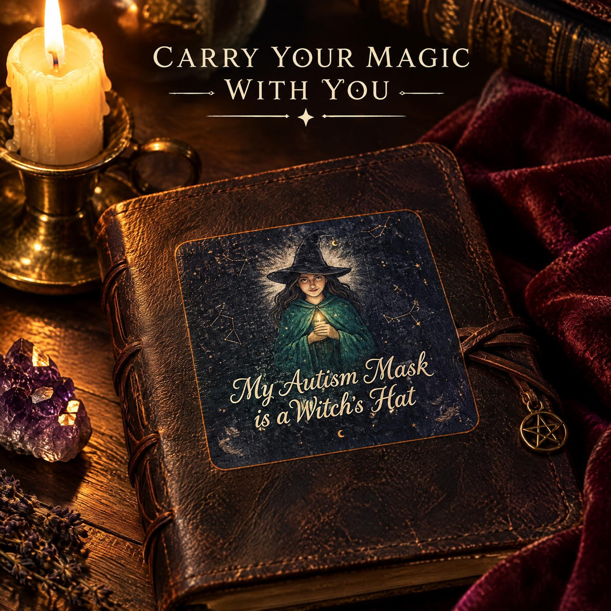 Witchy Witch Autism Mask Sticker Laptop, Car
