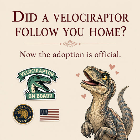 Velociraptor Dinosaur Adoption Kit! Sticker Set!