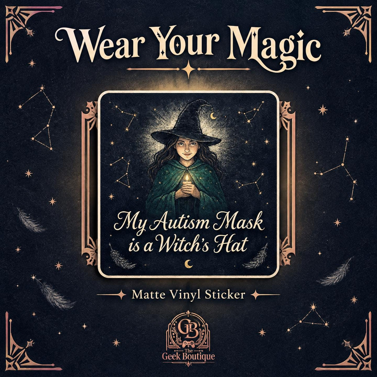 Witchy Witch Autism Mask Sticker Laptop, Car