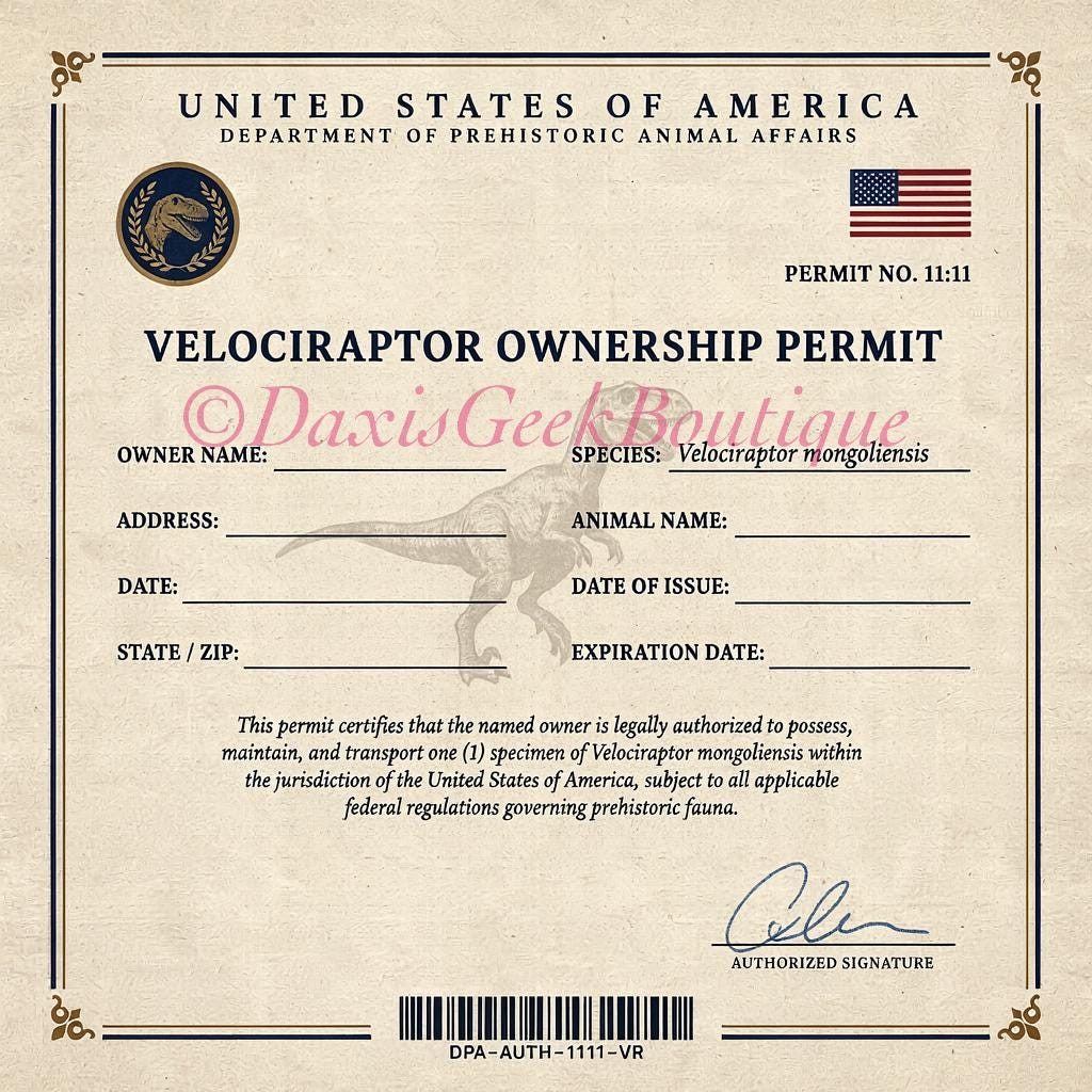 Velociraptor Dinosaur Adoption Kit! Sticker Set!